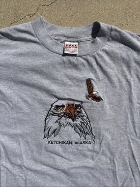 Ketchikan Alaska Eagle Embroidered Gray Tee